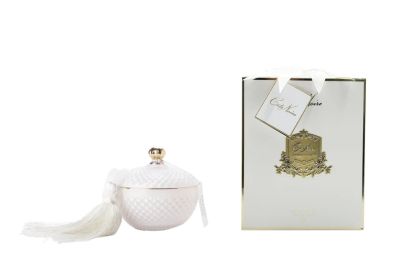 ROUND ART DECO CANDLE - WHITE - LILY 