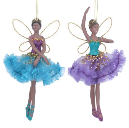 Resin/Fabric Fairy Turq/Purple Dress Dec,