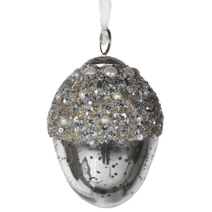 Silver Beaded Hanging Acorn