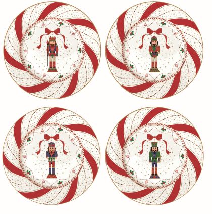 Set 4 porcelain dessert plates Ø 19 cm in hat box