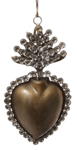 Heart ornament with beads antique gold 14cm