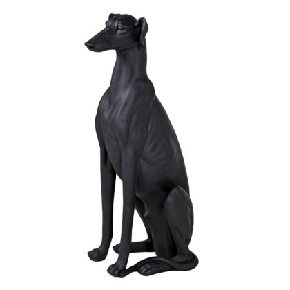 Sitting Matt Black Lurcher Ornament