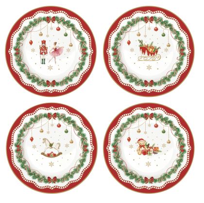 Set 4 porcelain dessert plates MAGIE DE NOEL