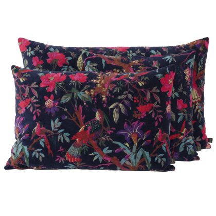 CUSHION COVER VELVET BIRDY ENCRE