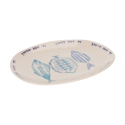 INSALATIERA OVAL IN CERAMICA PESCI