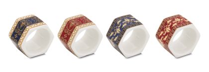 Set 4 porc.napkins holder in gift box BAROQUE