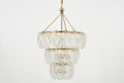 HOWARD, chandelier, glass drops in leaf form, antique brass