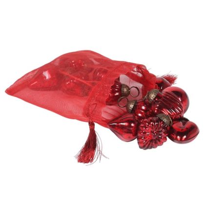 12 Piece Assorted Red Baubles