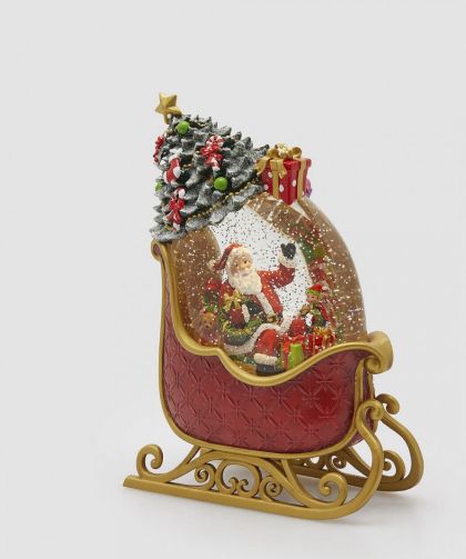 Коледна декорация „Дядо коледа на шейна“ с осветление и движение