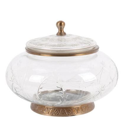 Pot with lid 26 cm - Gold - Glass