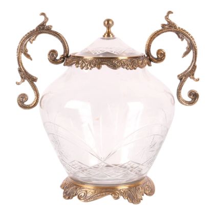 Pot with lid 26 cm - Gold - Glass