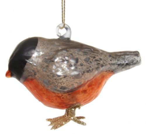 Glass bullfinch red 7.5cm 