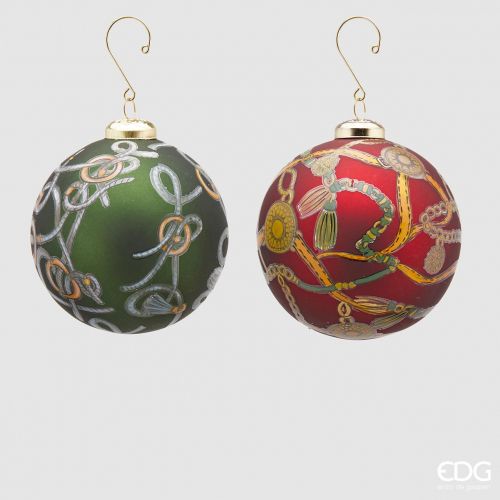 КОЛЕДНА ДЕКОРАЦИЯ СТЪКЛЕНА ТОПКА С ЮЗДИ