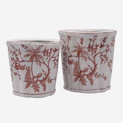 PORCELAIN FLOWERPOT/VASE WITH FRUITS