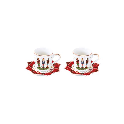Set 2 porcelain coffee cups with saucers 100 ml VINTAGE NUTCRACKER