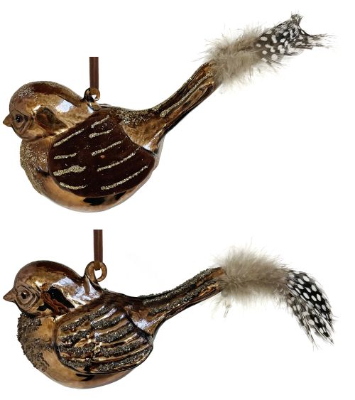 СТЪКЛЕНА ПТИЦА С  ПЕРА НА КЛИПС