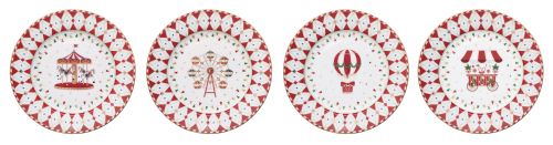 Set 4 ass.porcelain dessert plates n hat box