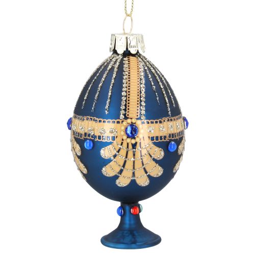 Glass Dec - Blue Egg w Swags/diamante
