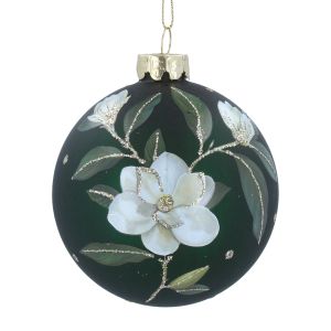 Dark Green Magnolia Glass Ball 