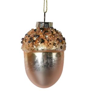 Gold Sequin Acorn Bauble