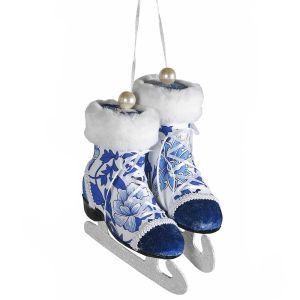 Large Blue and White Ice Skates Decoration