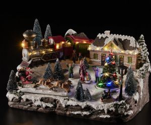 TRAIN STATION W/LED H24X38X27