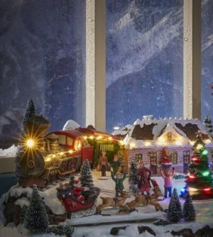 TRAIN STATION W/LED H24X38X27