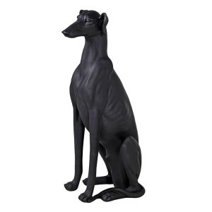 Sitting Matt Black Lurcher Ornament