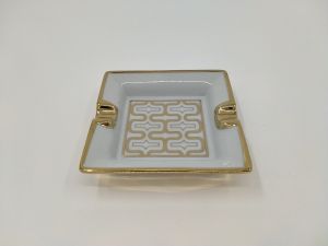 ASHTRAY ASS.WHITE/SILVER/GOLD CERAMIC