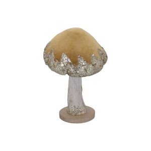 Flock Orn 27cm - Mustard/Gold Sparkles Toadstool