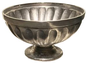 Bowl on foot aluminum raw. antique nickel
