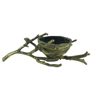 branch with bird's nest aluminum bronze