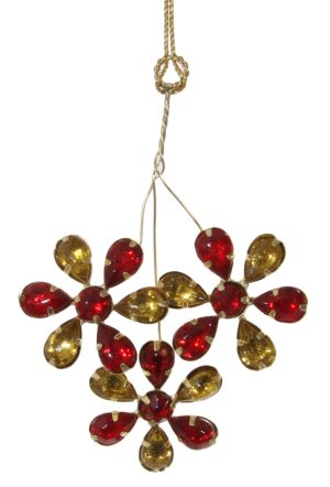 Jewel flower x 3 yellow-red