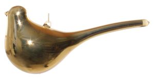 Glass bird shiny gold 