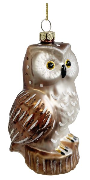 Glass owl brown silver 11cm