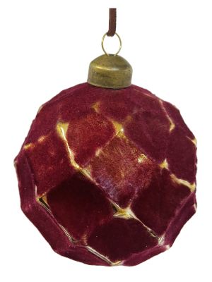 Glass cone ball gold red velvet 8cm