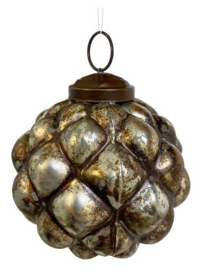 Glass cone ball antique silver 