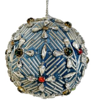 Velvet ball blue with colored jewels 