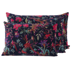 CUSHION COVER VELVET BIRDY ENCRE