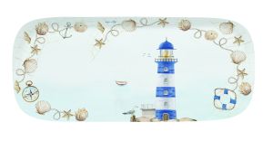 Porcelain serving platter BLUE LIGHTHOUSE
