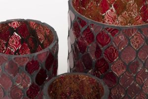 TEMPLES, tea light holder, glass, red