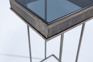 GUBBIO, side table, metal and glass