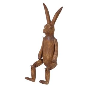 Brown Wood Effect Jointed Rabbit Ornament