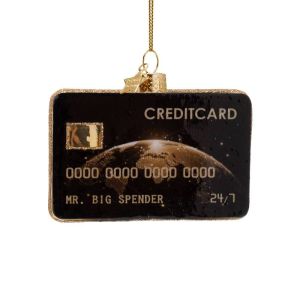 Ornament glass black credit card H7cm