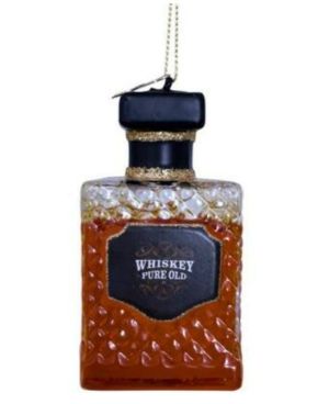 Ornament glass transparent whiskey bottle H8.5cm