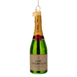 Ornament glass green luxury champagne bottle H14cm