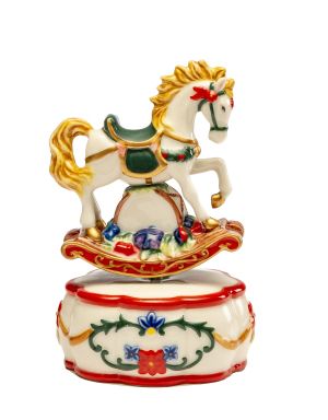 МУЗИКАЛНА КУТИЯ - ПОРЦЕЛАН С ВЪРТЯЩО СЕ КОНЧЕ