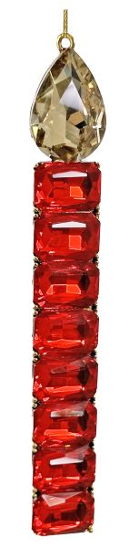 Jewel candle ornament red gold 14cm