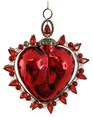 Glass burning heart red 12cm