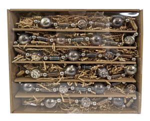 Glass ball bead garland antique silver 180cm